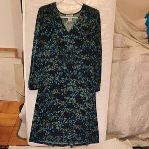 NWOT, NorthStyle Floral Blue and Green Midi Dress Sz L